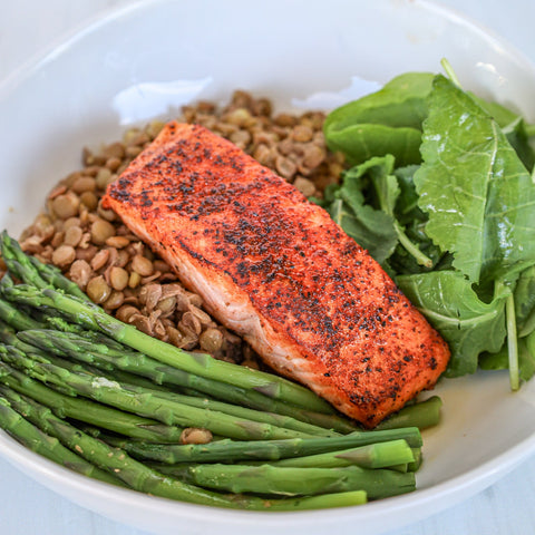 Salmon and Lentil Greens Bowl